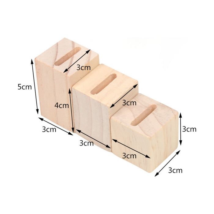3 Piece Tiered Natural Wood Jewelry Display Ring Stands