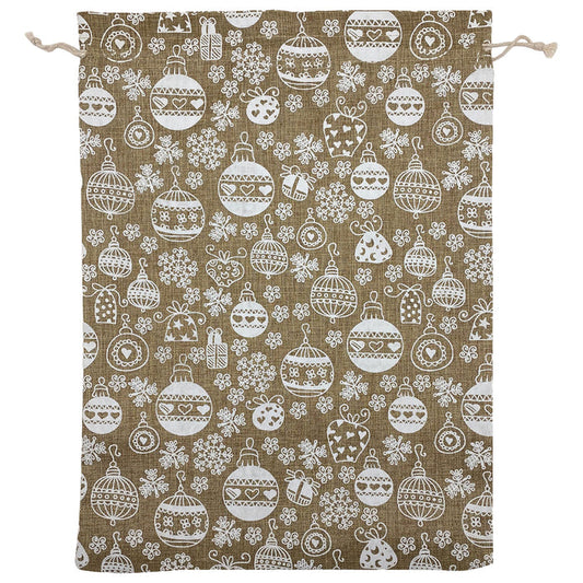12" x 16" Jute Burlap White Christmas Ornament Drawstring Gift Bags