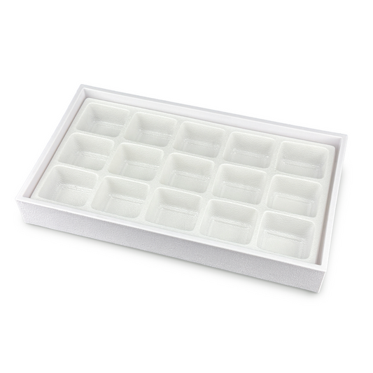 2" Standard Size White Plastic Tray with 15 Compartment Insert