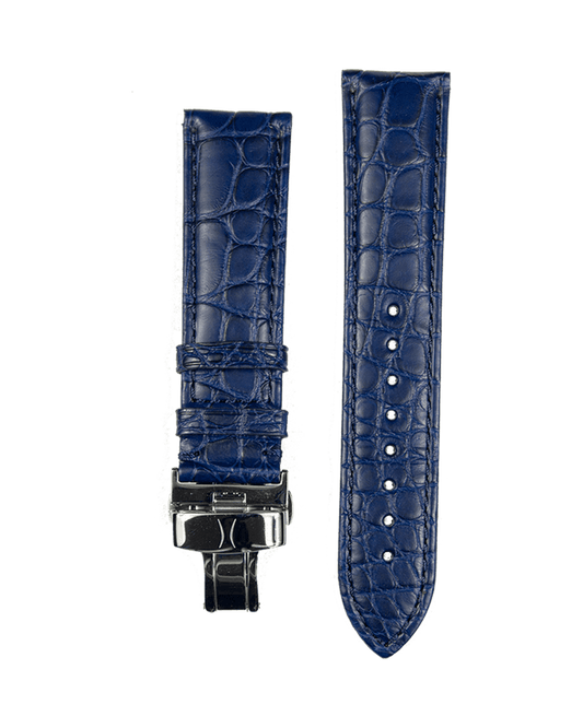 22mm Blue Alligator Strap with Black PVD Deployant Buckle - DuFrane