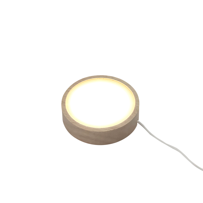 3 1/2" Round Wood Base White Diffused LED Light with Switch (2-Pack)