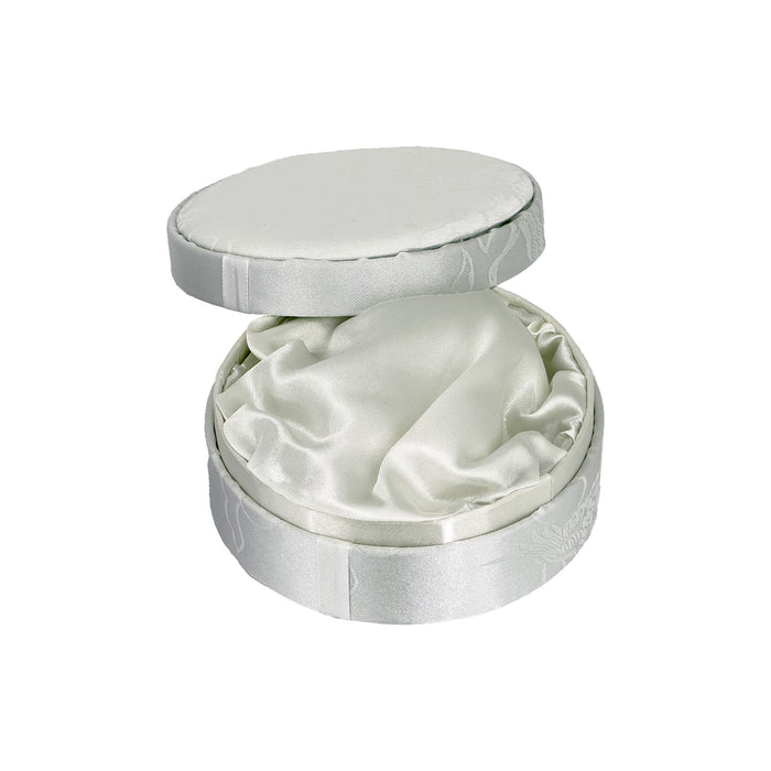 4 3/4" Round White Satin Bracelet Jewelry Box