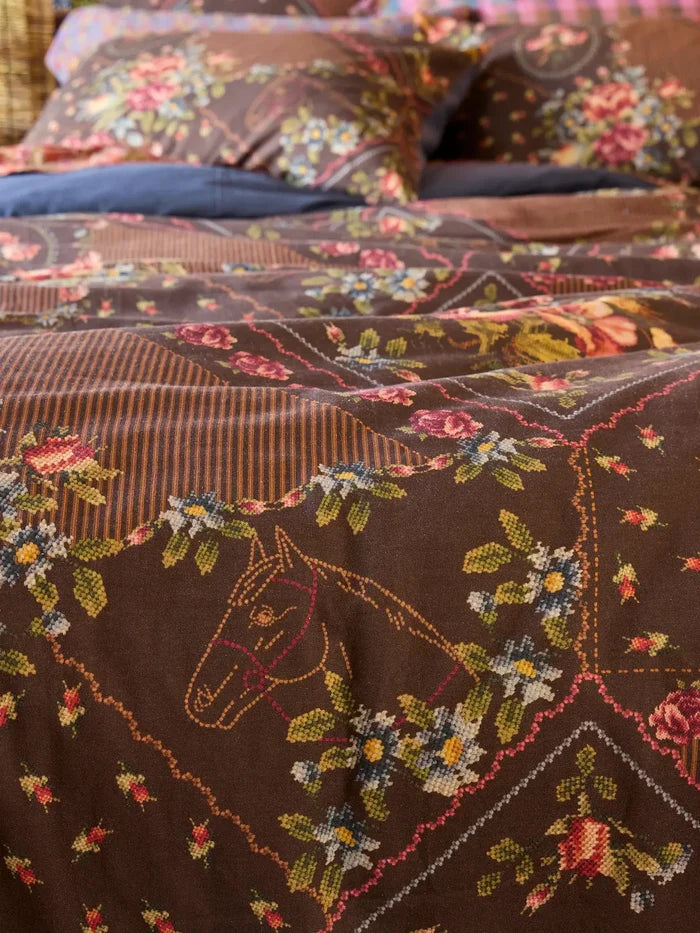 Catalina Cotton Duvet Cover - Crafted Bouquets Chocolate-view 2