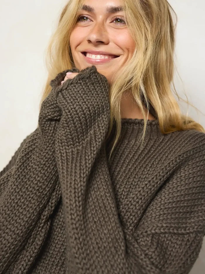 Chunky Knit Mockneck Sweater - Charcoal-view 4