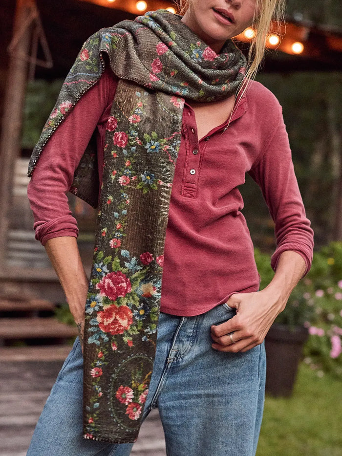 Cozy Blanket Scarf - Crafted Bouquets Chocolate-view 2