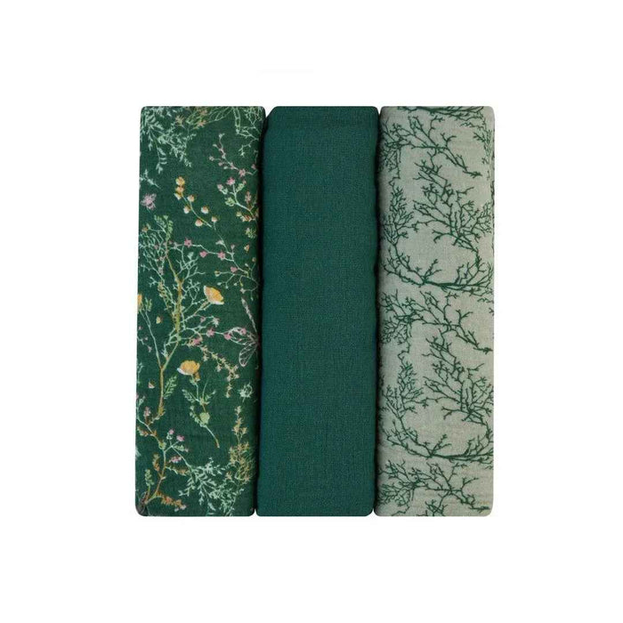 KikkaBoo® Povijalne pleničke iz muslina 3 kosi 100x100 cm Secret Garden Green KikkaBoo