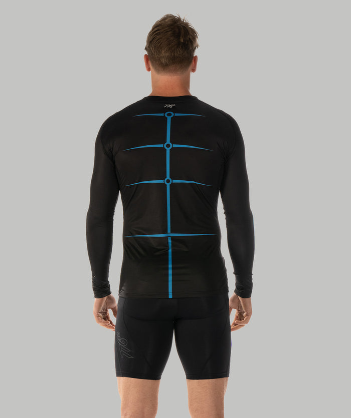 Men's Motion Pro LS Base Layer - Black/Neon Blue