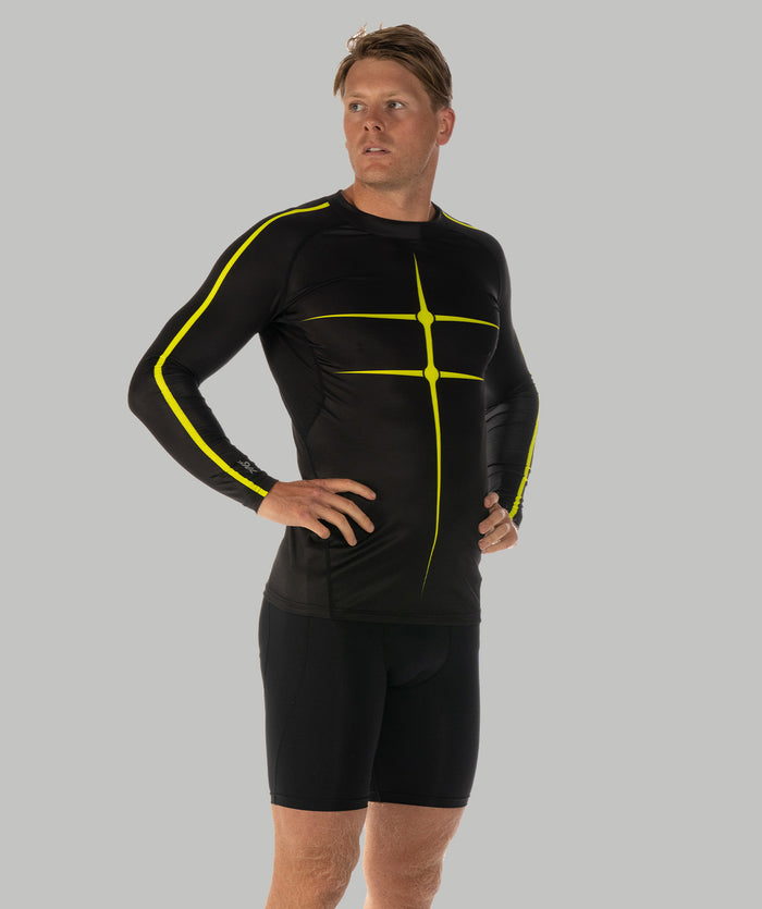 Men's Motion Pro LS Base Layer - Black/Neon Yellow