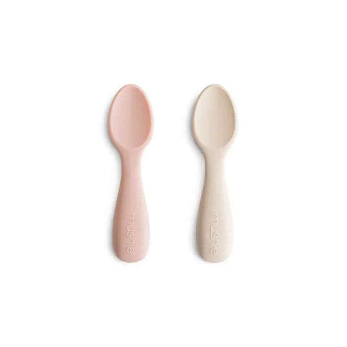 Mushie® Set dveh silikonskih žličk Starter Blush/Shifting Sand Mushie