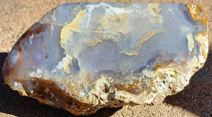 Polished Face Blue Agate with Green/Red Moss