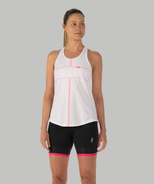 Women's Motion Performance Tank - White/Pink